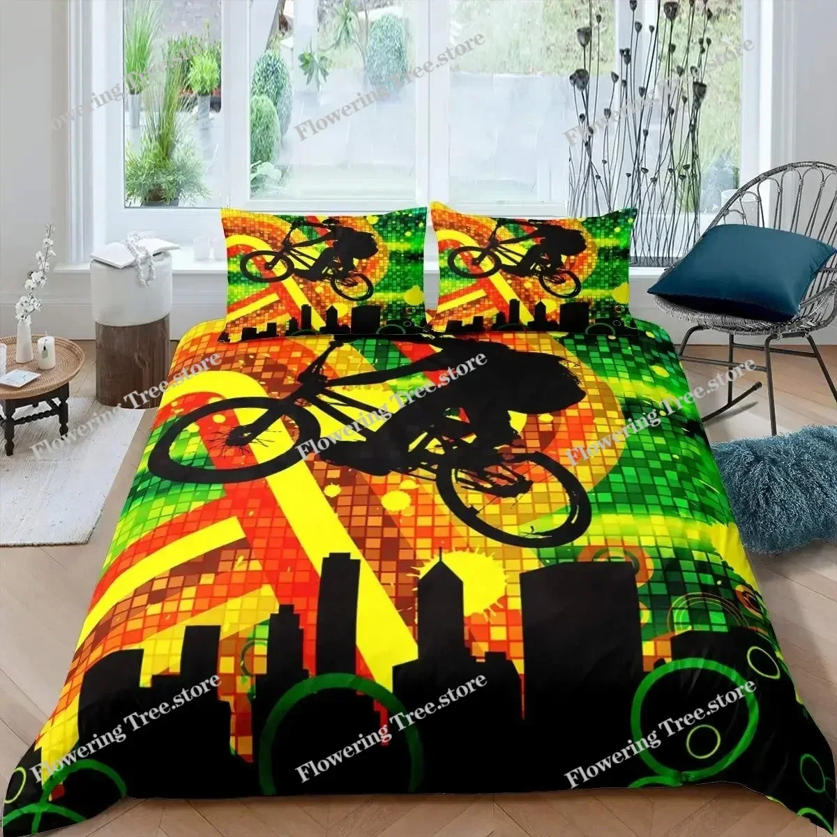 Mountain Biking Europe - Bicycle Duvet Cover Set Microfiber Mountain